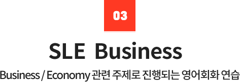 SLE Business, Business / Economy 관련 주제로 진행되는 영어회화 연습