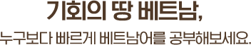 기회의 땅 베트남, 누구보다 빠르게 베트남어를 공부해보세요.