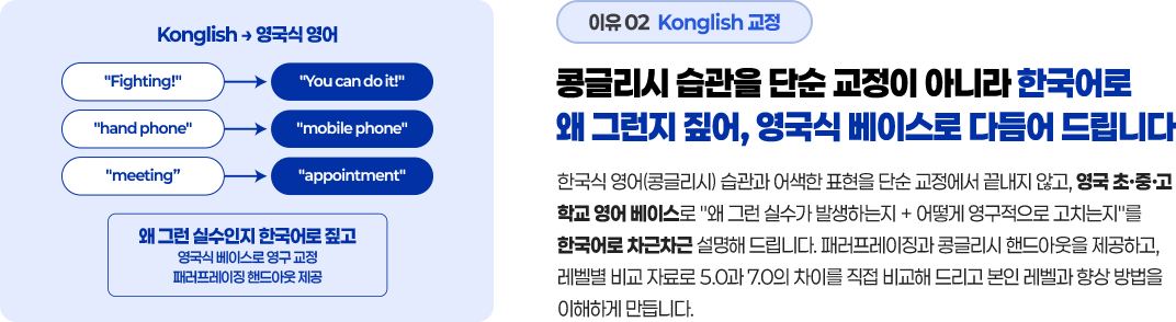 콩글리시 습관을 단순 교정이 아니라 한국어로 왜 그런지 짚어, 영국식 베이스로 다듬어 드립니다