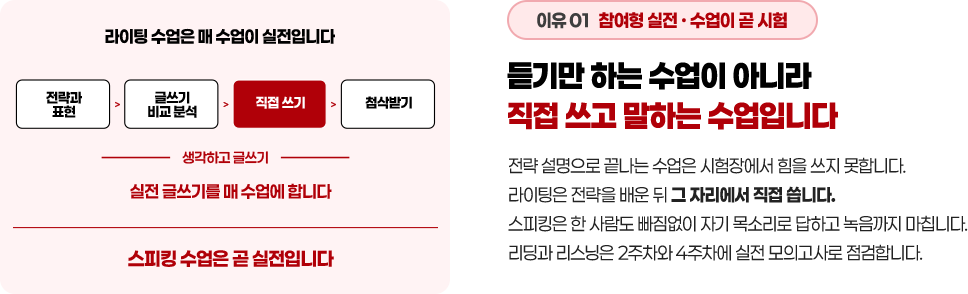 듣기만 하는 수업이 아니라 직접 쓰고 말하는 수업입니다